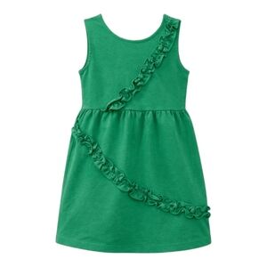 Janie And Jack Kids Dress Green Sleeveless Ruffled Ruffles Tank Scoop Girls Sz 6